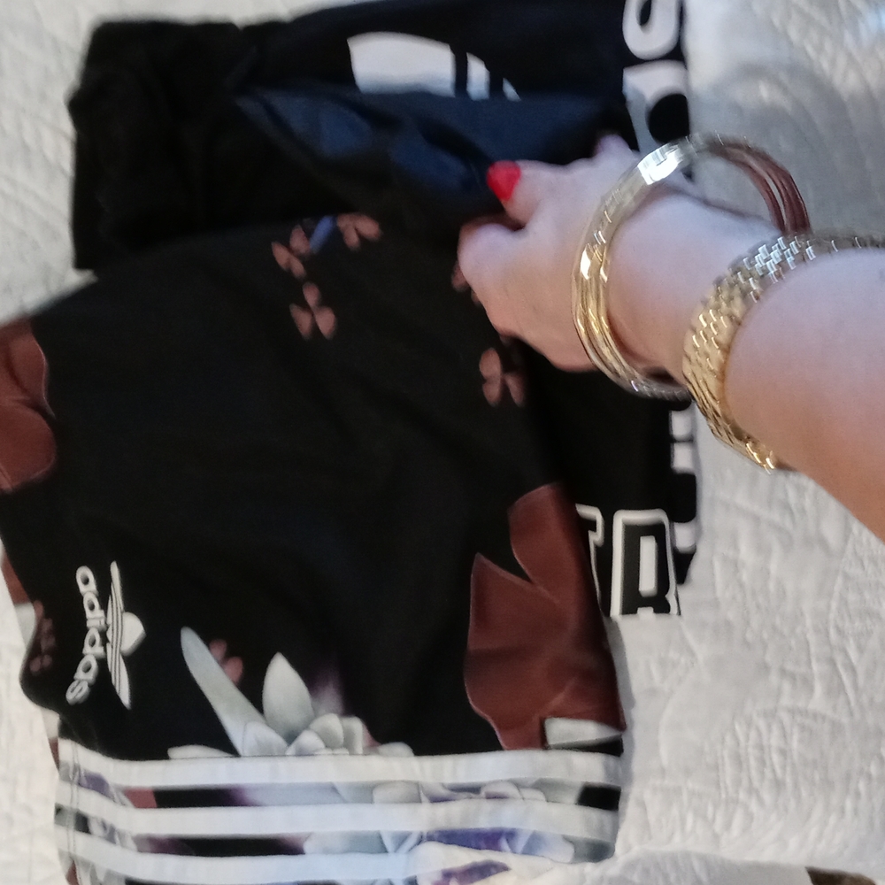 ADIDAS THREE STRIPE FLORAL SHORTS - Picture 5 of 5